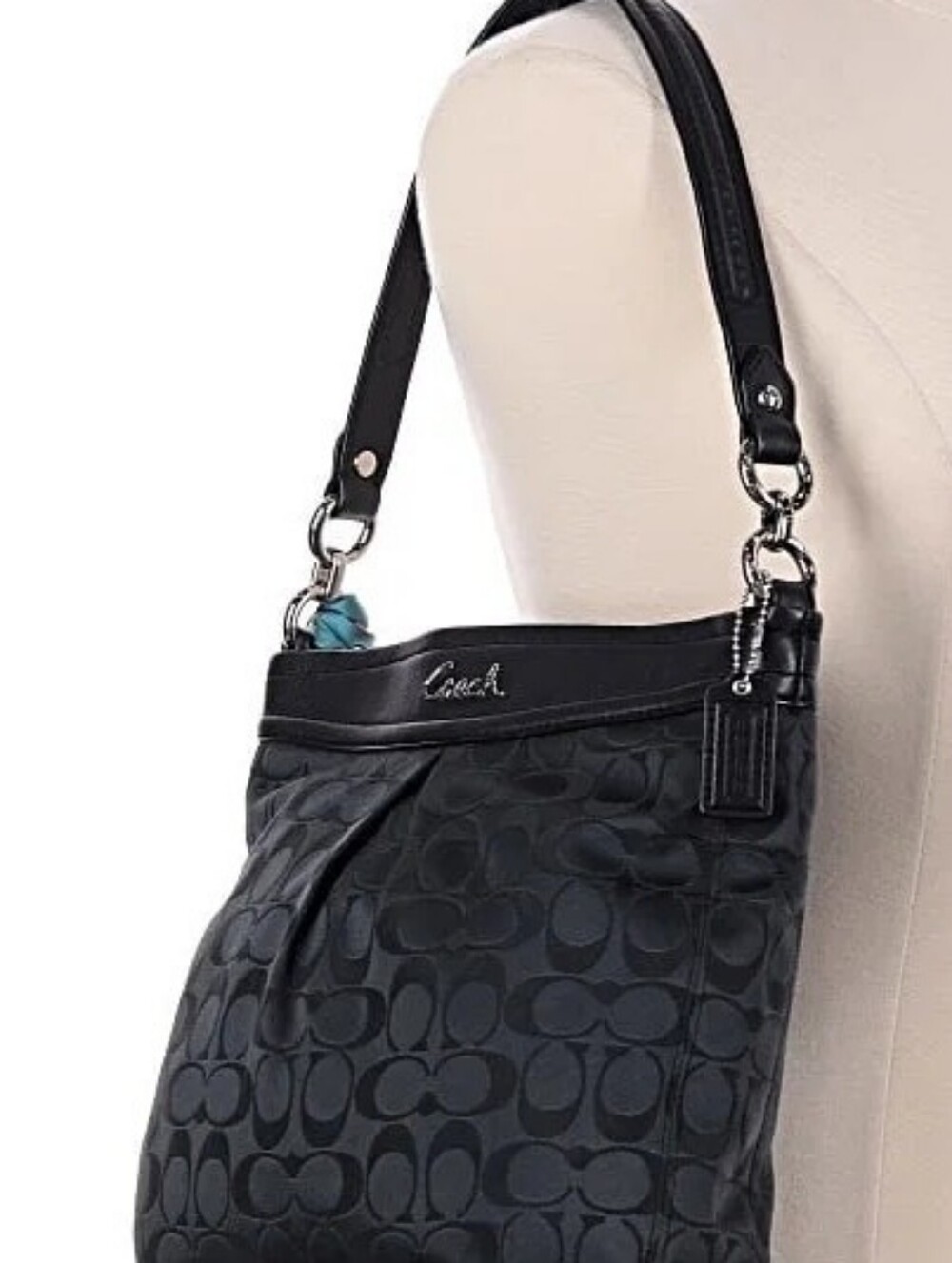 Coach Black Signature Shoulder Bag with Subtle Logo